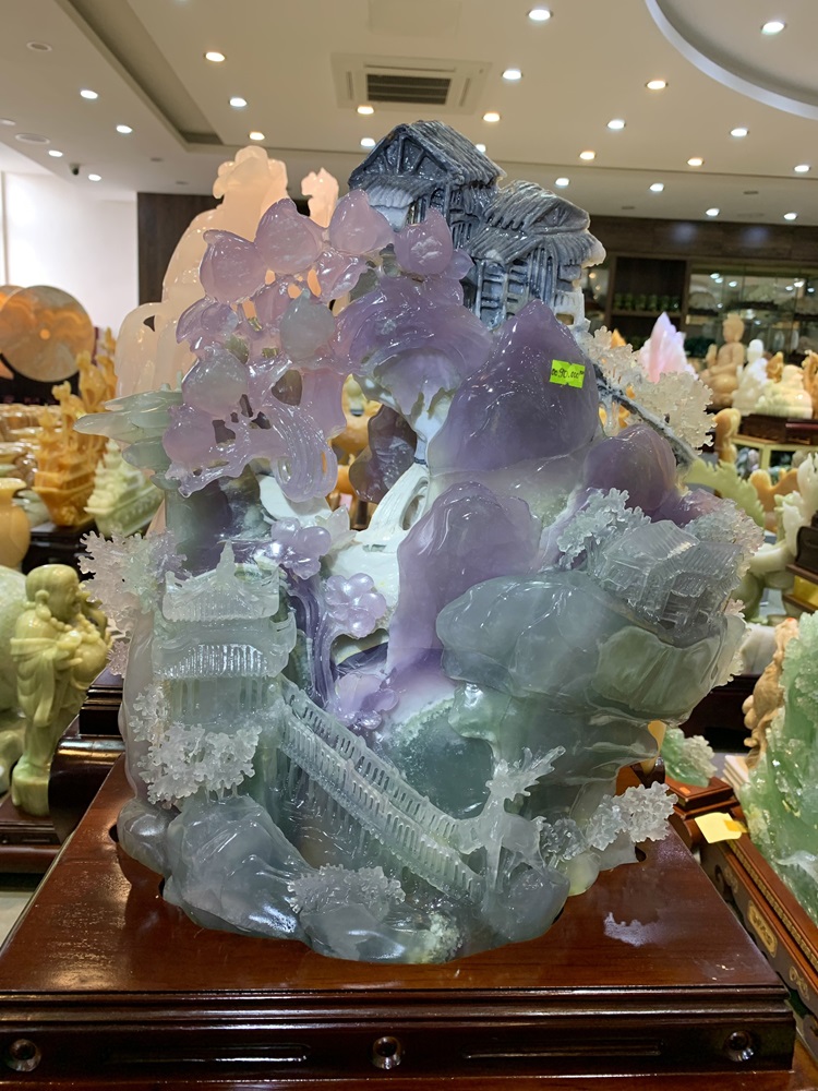 Phong cảnh hữu tình ngọc quý fluorite 63x50x32cm 