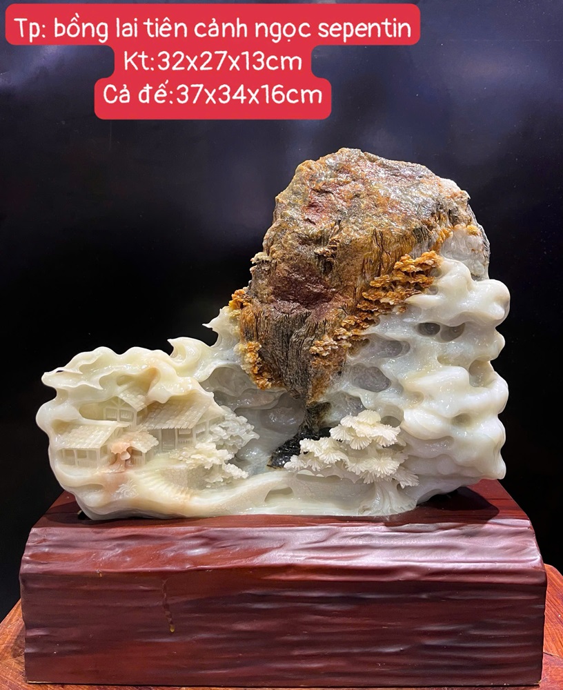 Bồng Lai Tiên Cảnh Ngọc Serpentine 37x34x16cm