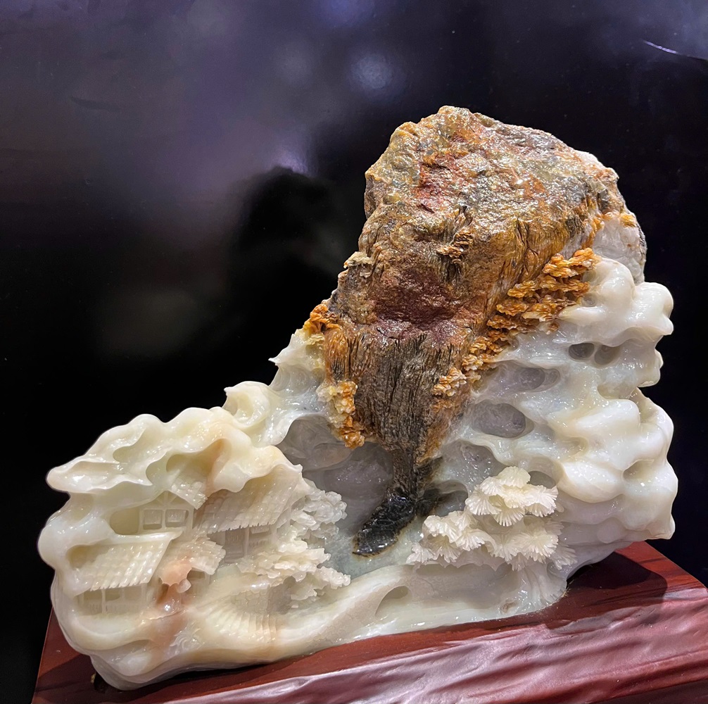 Bồng Lai Tiên Cảnh Ngọc Serpentine 37x34x16cm