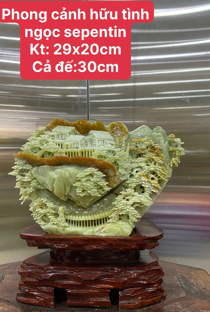 Phong Cảnh Hữu Tình Ngọc Serpentine 29x20cm