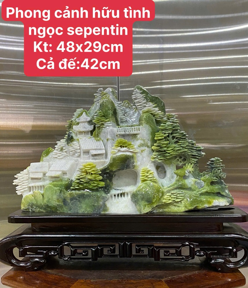 Phong Cảnh Hữu Tình Ngọc Serpentine 48x29cm