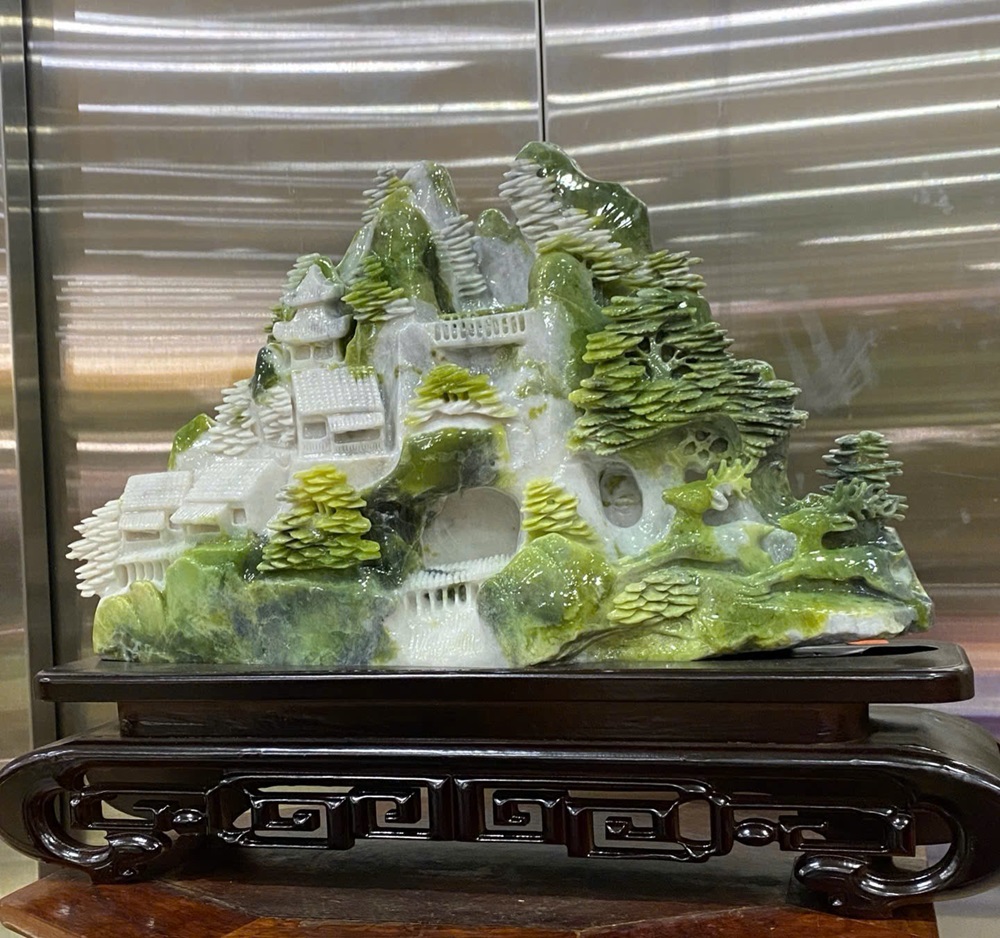 Phong Cảnh Hữu Tình Ngọc Serpentine 48x29cm