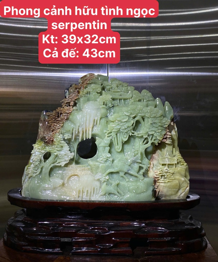 Phong Cảnh Hữu Tình Ngọc Serpentine 39x32cm