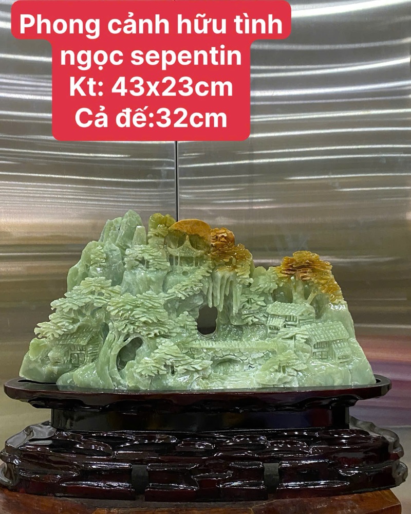 Phong Cảnh Hữu Tình Ngọc Serpentine 43x23cm