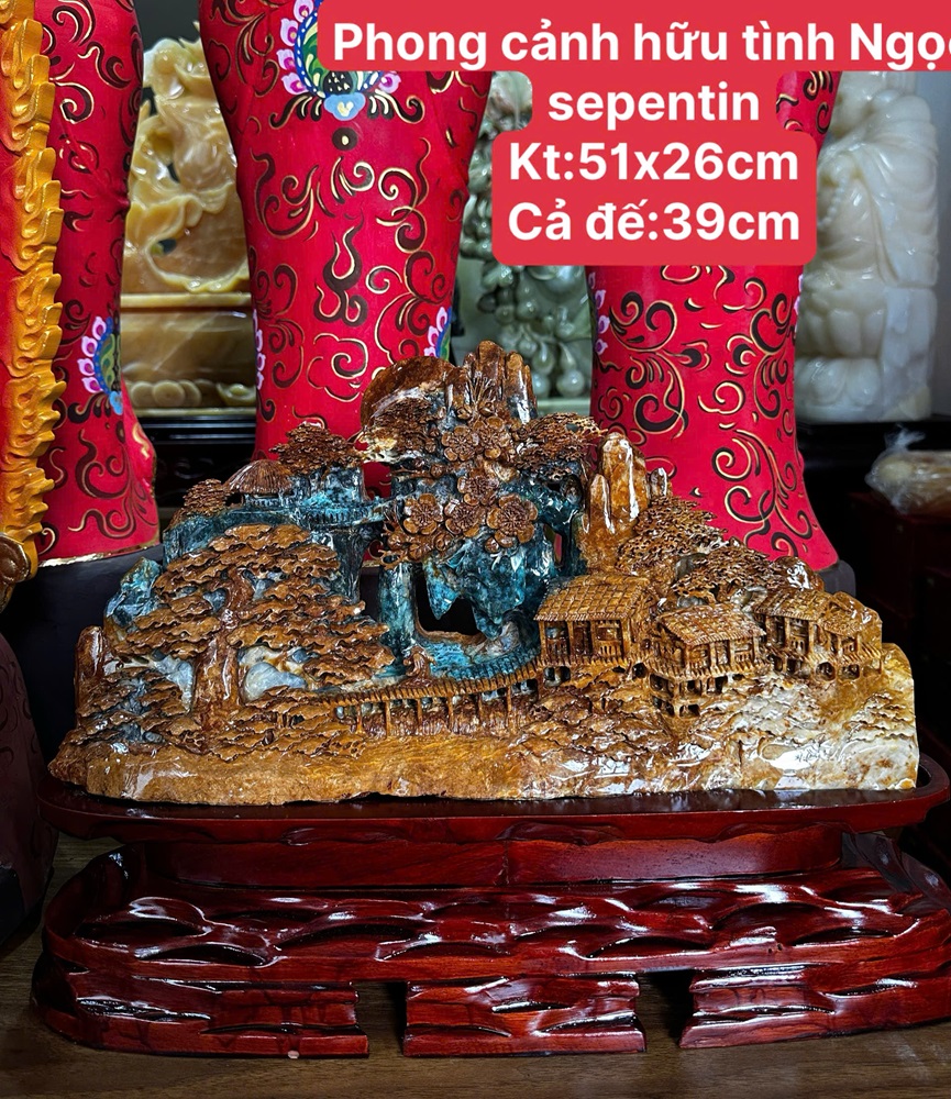 Phong Cảnh Hữu Tình Ngọc Serpentine 51x26cm