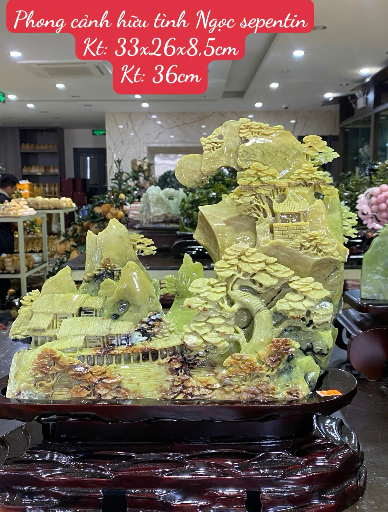 Phong cảnh hữu tình Ngọc serpentine 33x26x8,5cm
