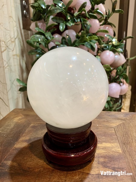 Quả Cầu Đá Canxit Trắng 12cm