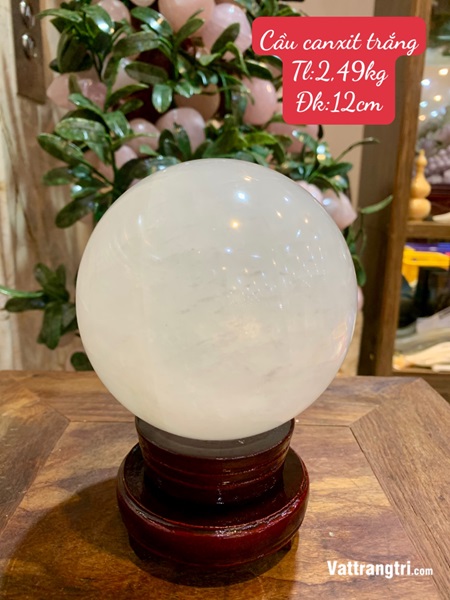 Quả Cầu Đá Canxit Trắng 12cm