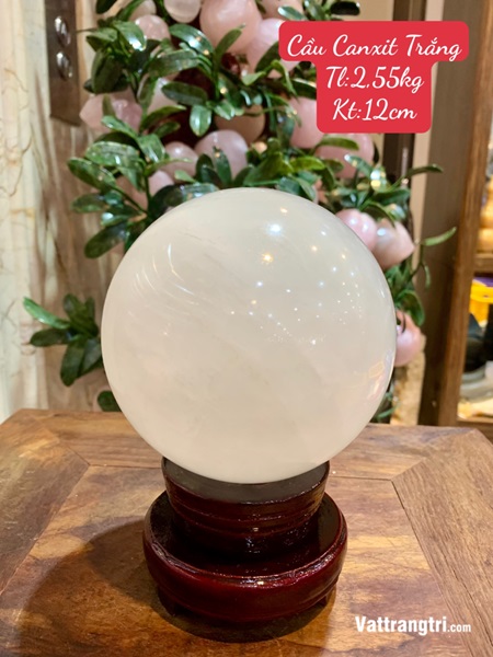 Quả Cầu Đá Canxit Trắng 12cm