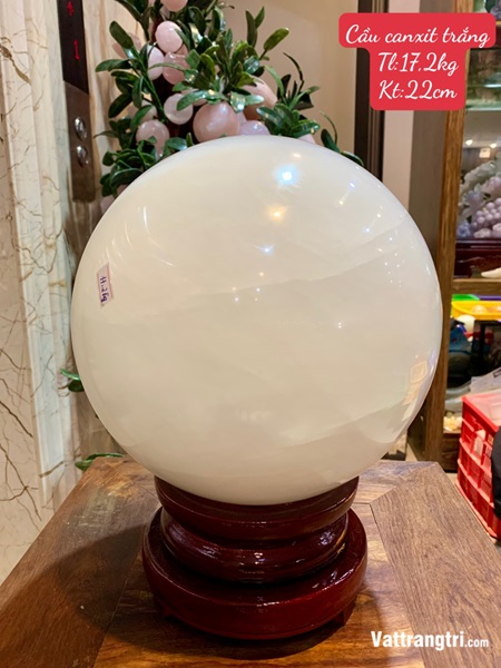 Quả Cầu đá canxit trắng 22cm