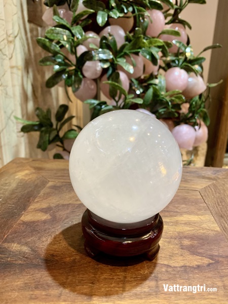 Quả Cầu Đá Canxit Trắng 9cm