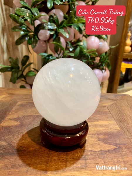 Quả Cầu Đá Canxit Trắng 9cm