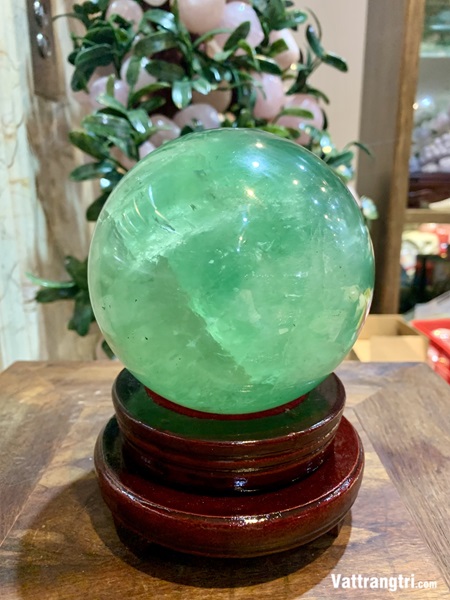 Quả cầu đá fluorite xanh 13cm