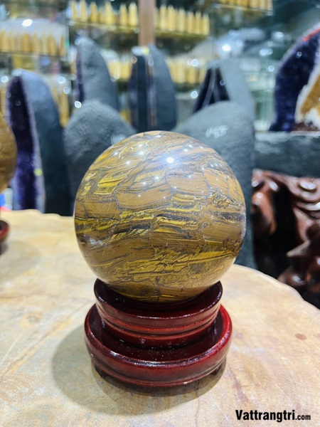 Quả Cầu Đá Mắt Hổ 12cm