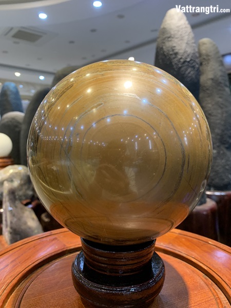 Quả cầu đá mắt hổ nâu đất 18cm