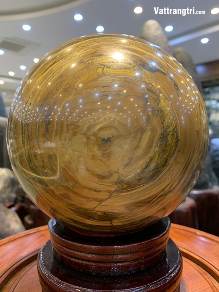 Quả cầu đá mắt hổ nâu đất 19cm