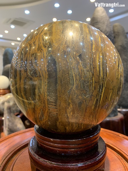 Quả cầu đá mắt hổ nâu đất 20cm