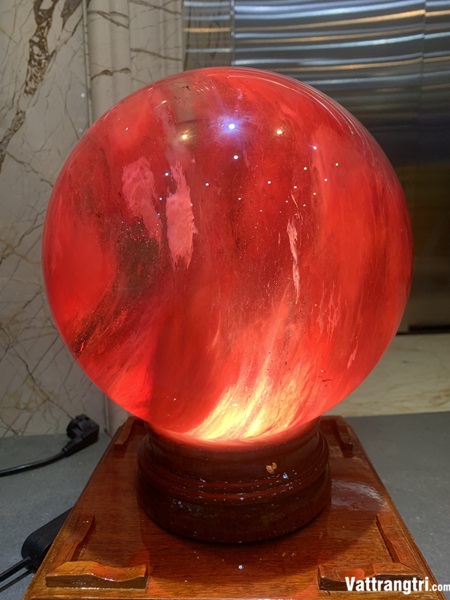 Quả Cầu đá Obisidian Đỏ 15.2cm