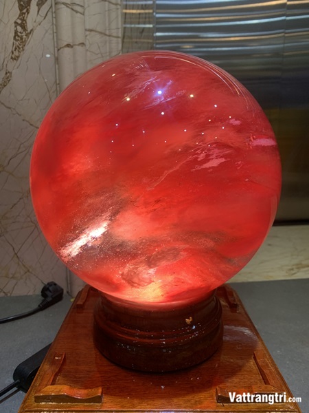 Quả Cầu đá Obisidian Đỏ 15.2cm