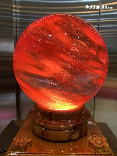 Quả Cầu đá obisidian đỏ 21cm