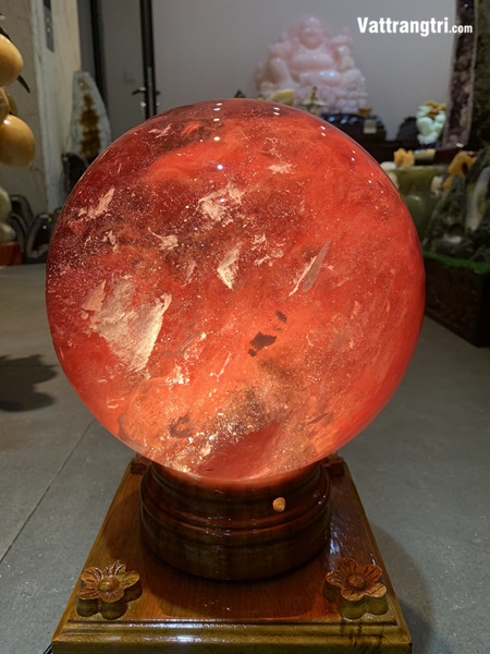 Quả Cầu đá obisidian đỏ 22cm