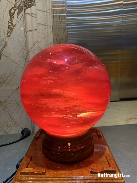 Quả Cầu đá Obisidian Đỏ 23cm