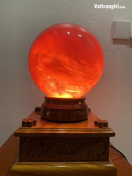 Quả cầu đá obisidian đỏ 23cm
