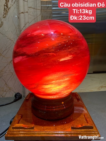 Quả Cầu đá Obisidian Đỏ 23cm