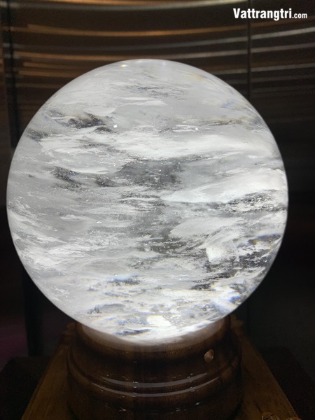 Quả Cầu đá obisidian trắng 18cm