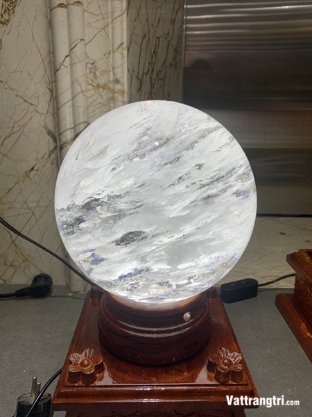 Quả Cầu đá Obisidian Trắng 19cm