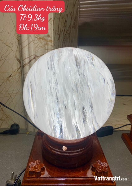 Quả Cầu đá Obisidian Trắng 19cm