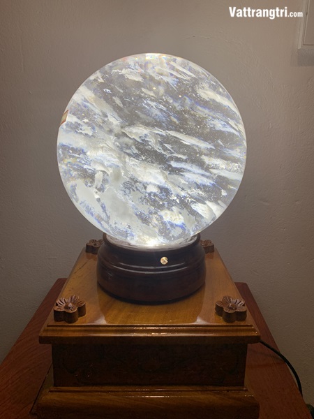 Quả cầu đá obisidian trắng 22.5cm