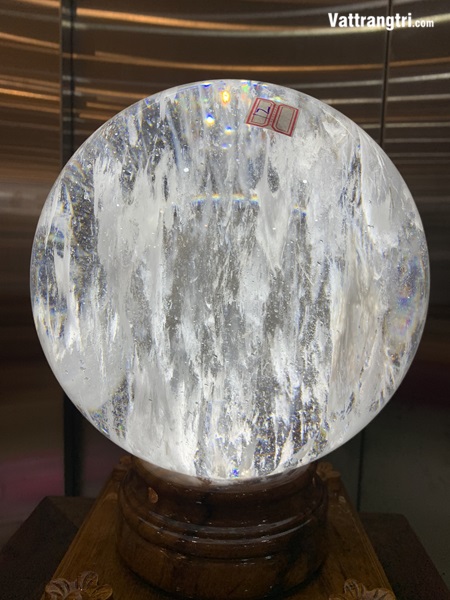 Quả Cầu đá obisidian trắng 23cm