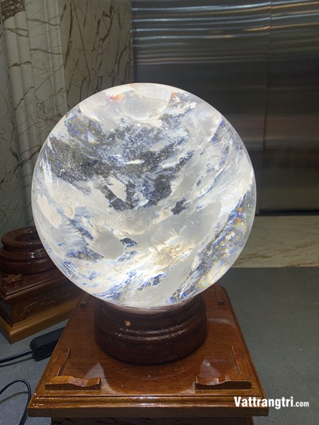 Quả Cầu đá obisidian trắng 25cm