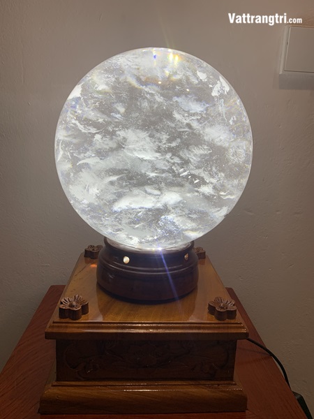 Quả cầu đá obisidian trắng 26.6cm