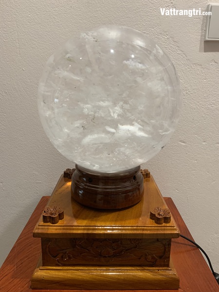 Quả cầu đá obisidian trắng 26.6cm