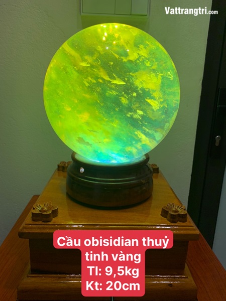 Quả Cầu đá obisidian vàng 20cm