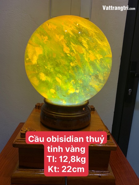 Quả Cầu đá obisidian vàng 22cm