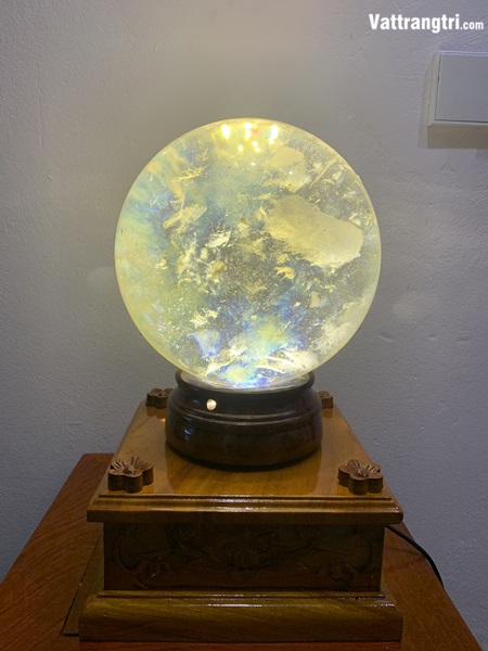 Quả Cầu đá obisidian vàng 23cm