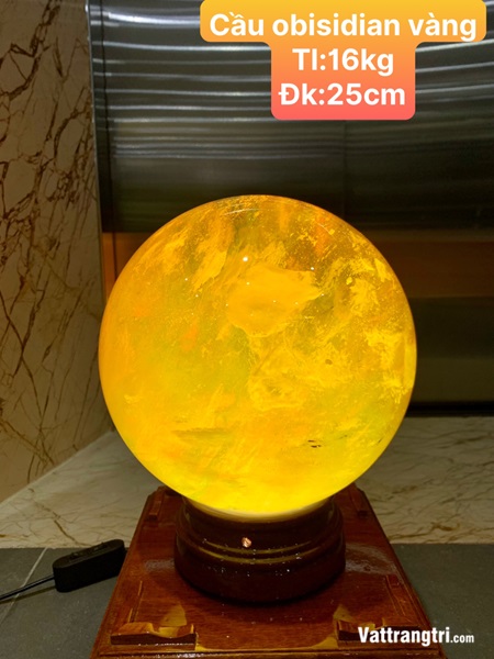 Quả Cầu đá Obisidian Vàng 25cm