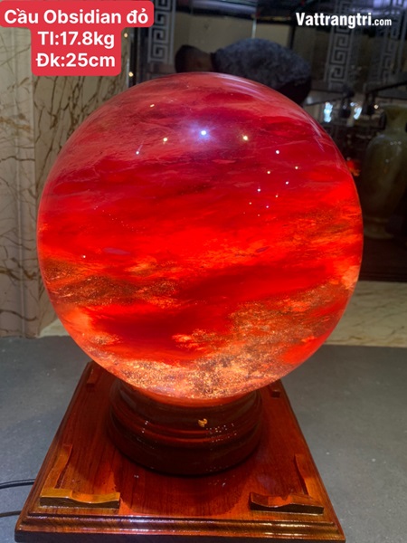 Quả Cầu đá Obsidian đỏ 25cm