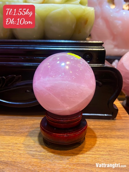 Quả cầu đá thạch anh hồng 10cm