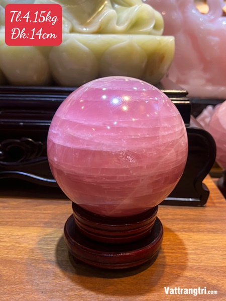 Quả cầu đá thạch anh hồng 14cm
