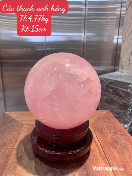 Quả Cầu đá thạch anh hồng 15cm