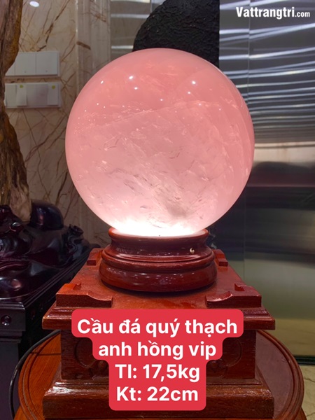 Quả cầu đá thạch anh hồng 22cm