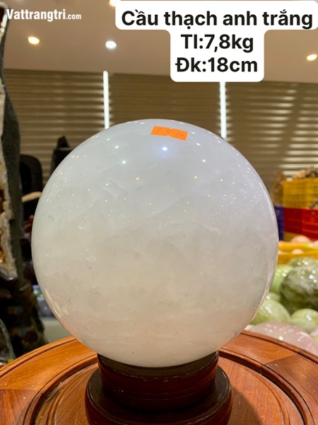 Quả cầu đá thạch anh trắng 18cm