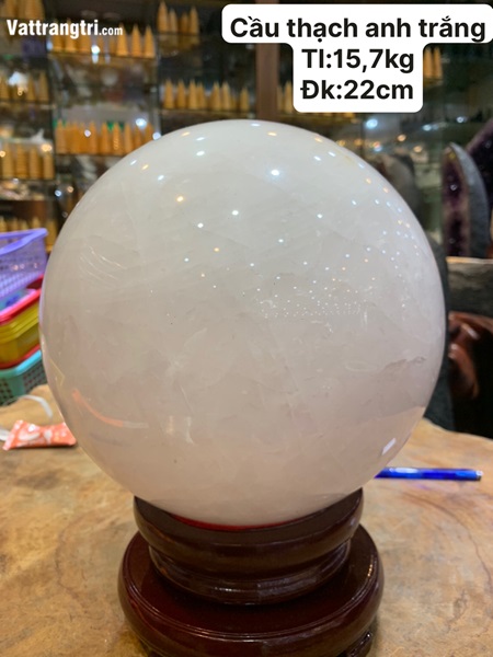 Quả cầu đá thạch anh trắng 22cm