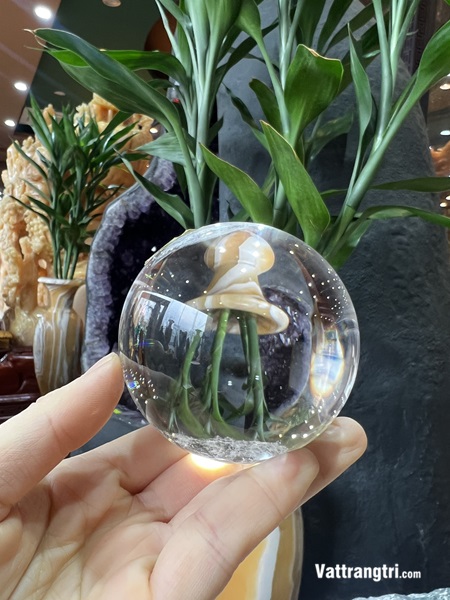 Quả Cầu đá Thạch Anh Trắng Trong 7cm