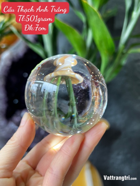Quả Cầu đá Thạch Anh Trắng Trong 7cm