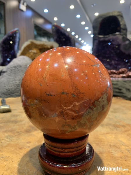 Quả Cầu ngọc bích đỏ 12cm